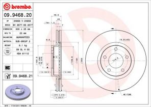 Brembo 09.9468.21 - Brzdový kotúč -