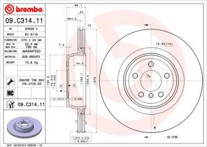 Brembo 09.C314.11 - Brzdový kotúč