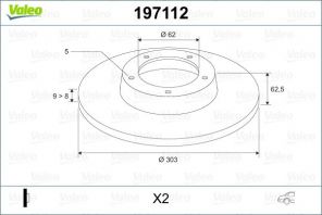 Valeo 197112 - Brzdový kotúč -