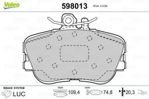 Valeo 598013 - Brzdové platničky -