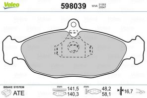 Valeo 598039 - Brzdové platničky -