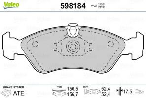 Valeo 598184 - Brzdové platničky -