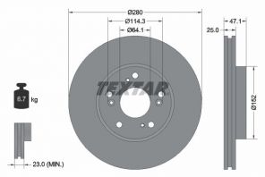 Textar 92252503 - Brzdový kotúč -