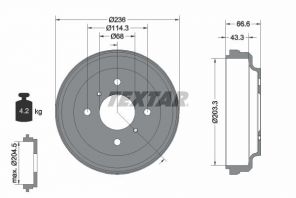 Textar 94039800 - Brzdový bubon -
