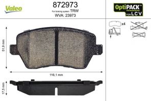 Valeo 872973 - Brzdové platničky -