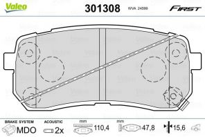 Valeo 301308 - Brzdové platničky -