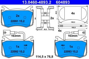 ATE 13.0460-4893.2 - Brzdové platničky -