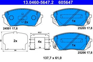 ATE 13.0460-5647.2 - Brzdové platničky -