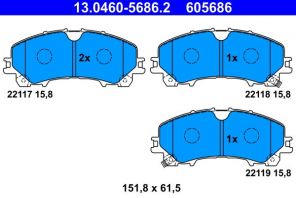 ATE 13.0460-5686.2 - Brzdové platničky -