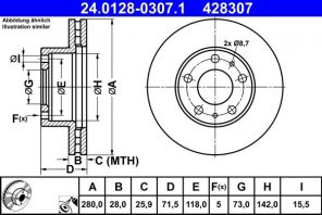 ATE 24.0128-0307.1 - Brzdový kotúč -