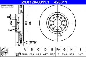 ATE 24.0128-0311.1 - Brzdový kotúč -