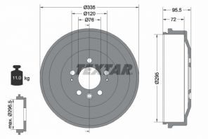 Textar 94043900 - Brzdový bubon -