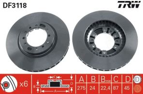 TRW DF3118 - Brzdový kotúč -
