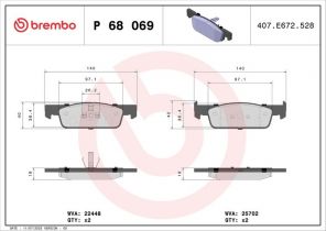 Brembo P 68 069 - Brzdové platničky -