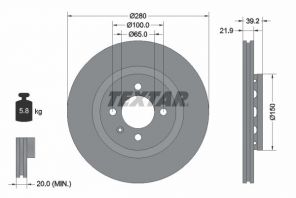 Textar 92043500 - Brzdový kotúč -