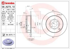 Brembo 08.A273.11 - Brzdový kotúč -