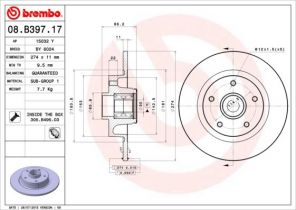 Brembo 08.B397.17 - Brzdový kotúč -
