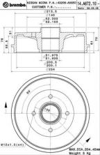 Brembo 14.A672.10 - Brzdový bubon -