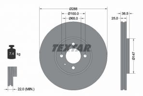 Textar 92302303 - Brzdový kotúč -
