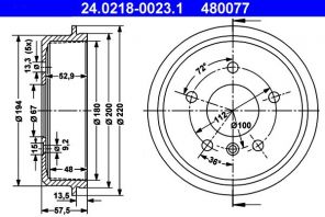 ATE 24.0218-0023.1 - Brzdový bubon