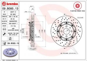 Brembo 09.B085.13 - Brzdový kotúč
