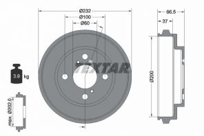 Textar 94044300 - Brzdový bubon -