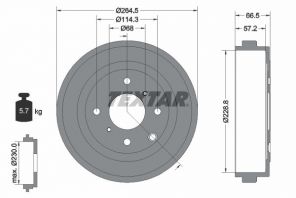 Textar 94046400 - Brzdový bubon -