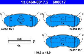 ATE 13.0460-8017.2 - Brzdové platničky -