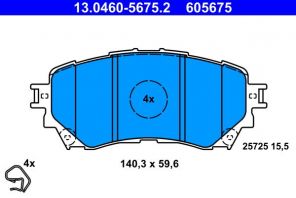 ATE 13.0460-5675.2 - Brzdové platničky -