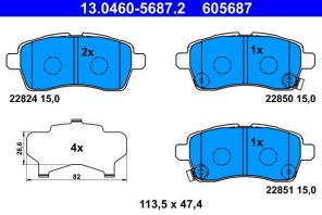 ATE 13.0460-5687.2 - Brzdové platničky -