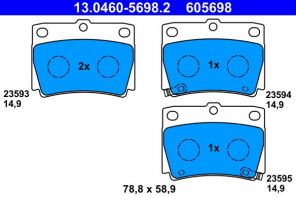 ATE 13.0460-5698.2 - Brzdové platničky -