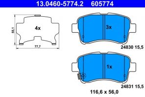 ATE 13.0460-5774.2 - Brzdové platničky -