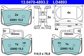 ATE 13.0470-4893.2 - Brzdové platničky -