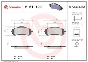 Brembo P 61 120 - Brzdové platničky -