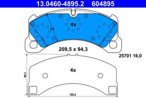 ATE 13.0460-4895.2 - Brzdové platničky -