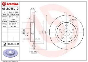 Brembo 08.B045.10 - Brzdový kotúč -