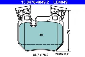 ATE 13.0470-4849.2 - Brzdové platničky -