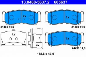 ATE 13.0460-5637.2 - Brzdové platničky -