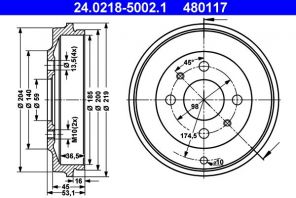 ATE 24.0218-5002.1 - Brzdový bubon -