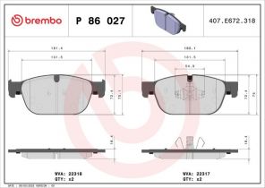 Brembo P 86 027 - Brzdové platničky -