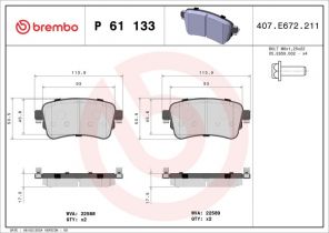 Brembo P 61 133 - Brzdové platničky -