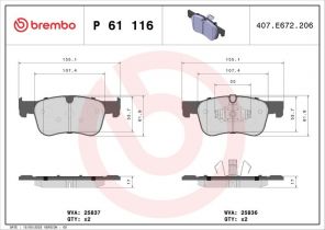 Brembo P 61 116 - Brzdové platničky -