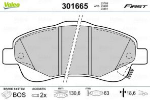 Valeo 301665 - Brzdové platničky -