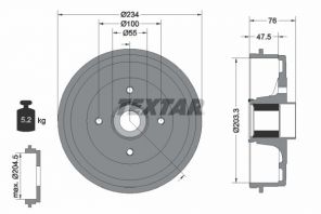 Textar 94045800 - Brzdový bubon -