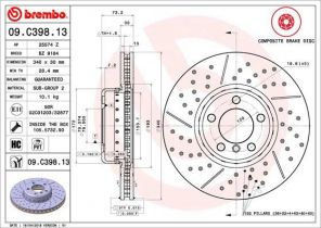Brembo 09.C398.13 - Brzdový kotúč
