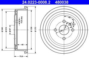 ATE 24.0223-0008.2 - Brzdový bubon -