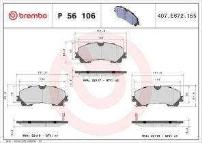 Brembo P 56 106 - Brzdové platničky -