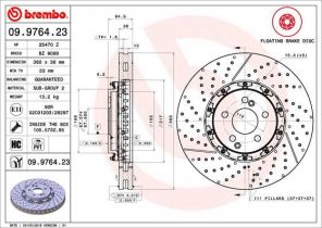 Brembo 09.9764.23 - Brzdový kotúč