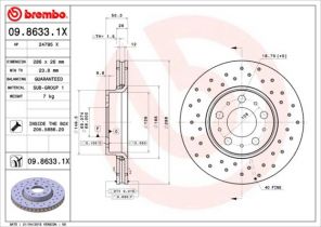 Brembo 09.8633.1X - Brzdový kotúč -