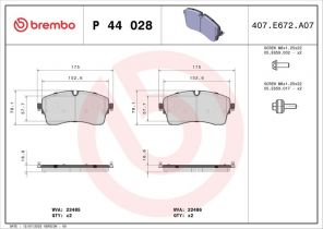 Brembo P 44 028 - Brzdové platničky -